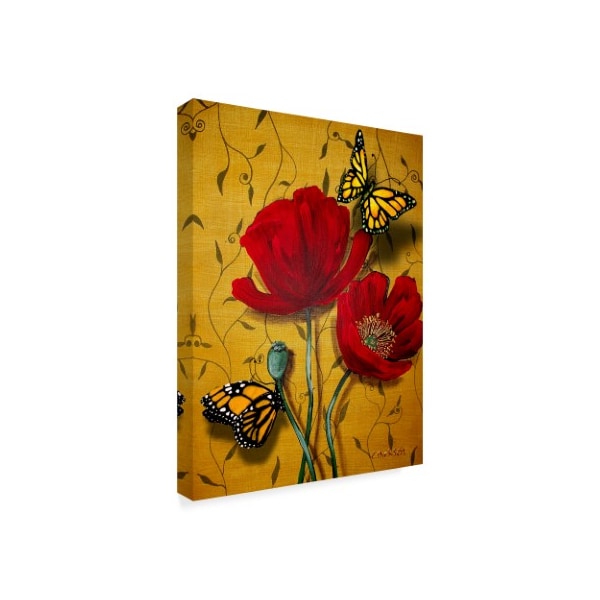 Cherie Roe Dirksen 'Red Poppies With Yellow Butterflies' Canvas Art,14x19